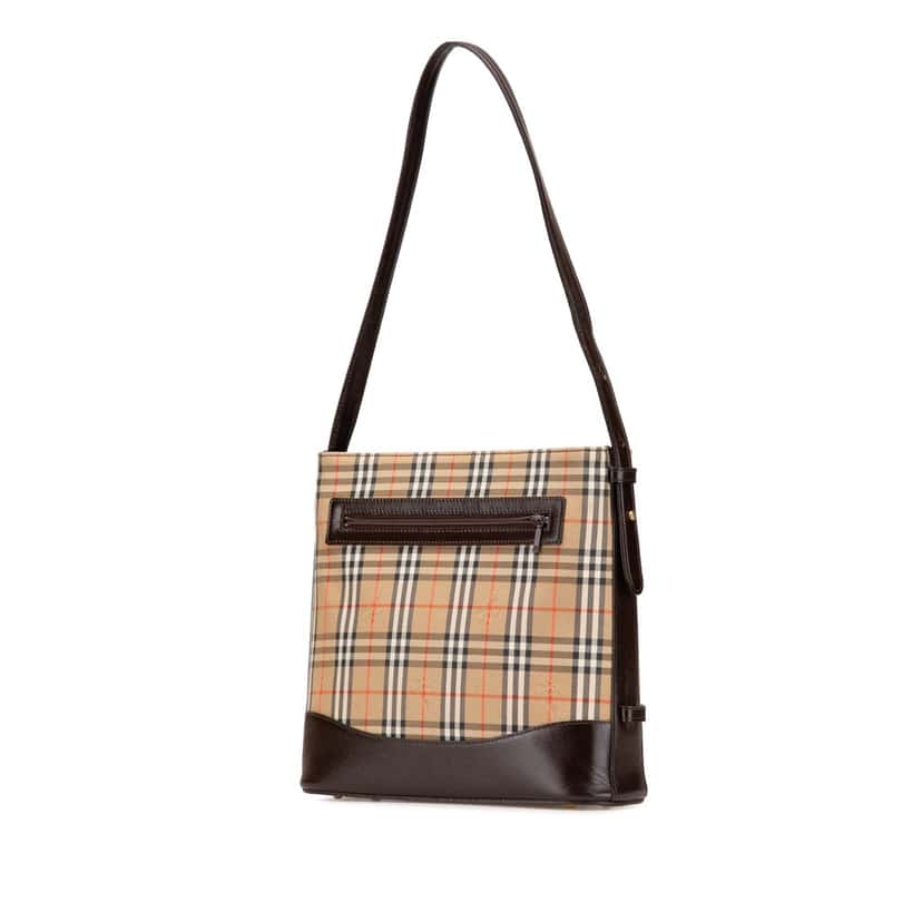 Burberry Haymarket Check Canvas Shoulder Bag Brown Canvas Good condition - Back View