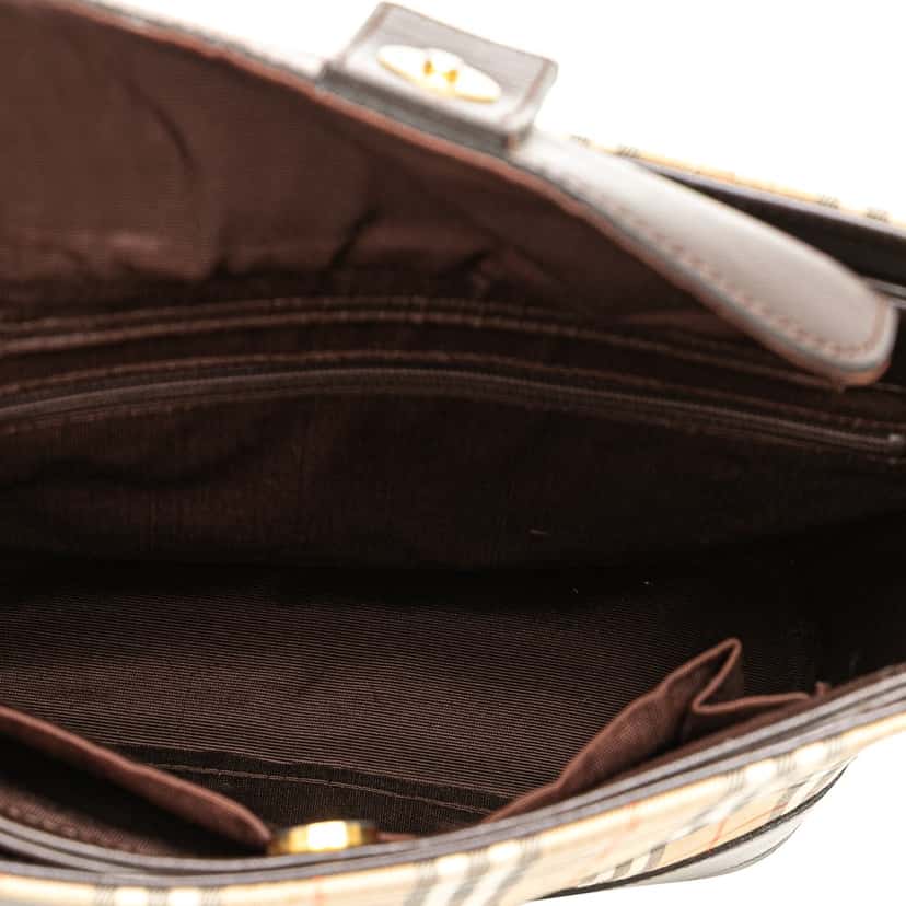Burberry Haymarket Check Canvas Shoulder Bag Brown Canvas Good condition - Model View