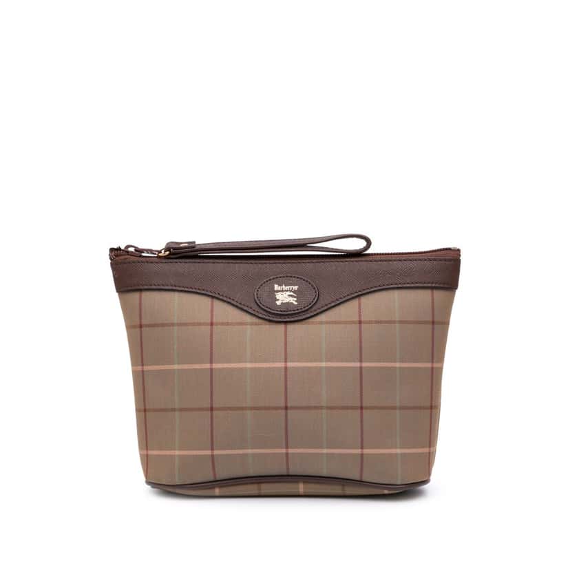 Burberry Vintage Check Canvas Clutch Brown Canvas Good condition - Front View