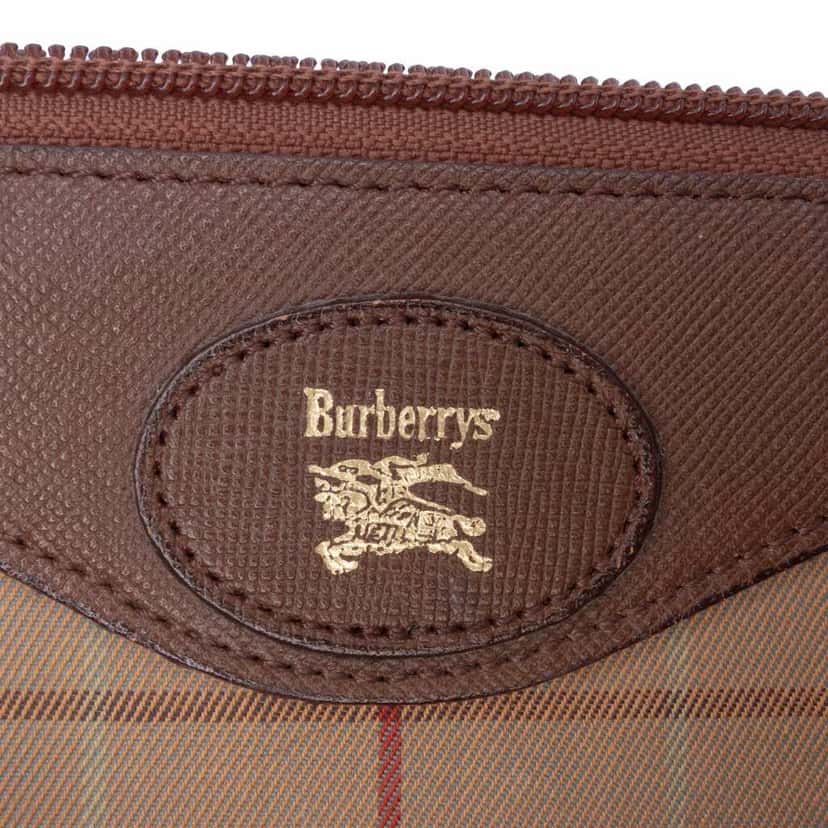 Burberry Vintage Check Canvas Clutch Brown Canvas Good condition - Box View