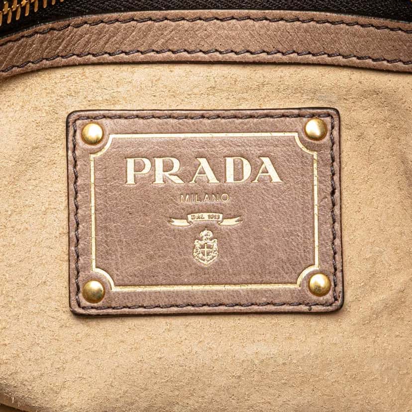 Prada Cervo Shine Flap Hobo Brown Leather Good condition - Box View