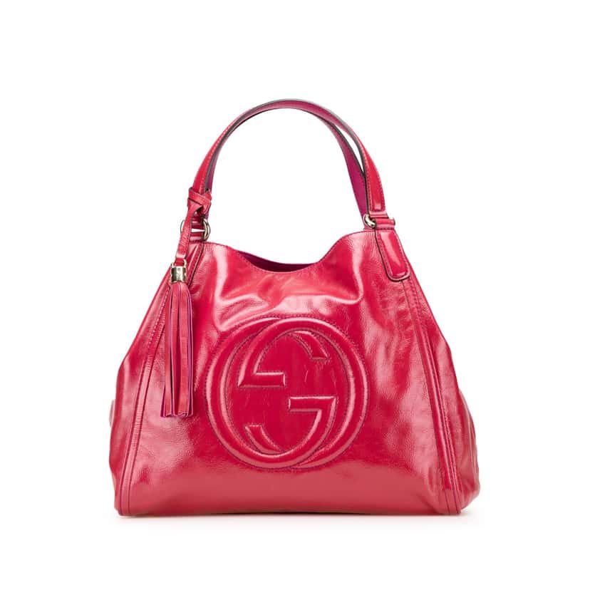 Gucci Medium Patent Soho Cellarius Tote Pink Leather Good condition - Front View