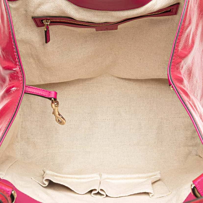 Gucci Medium Patent Soho Cellarius Tote Pink Leather Good condition - Model View