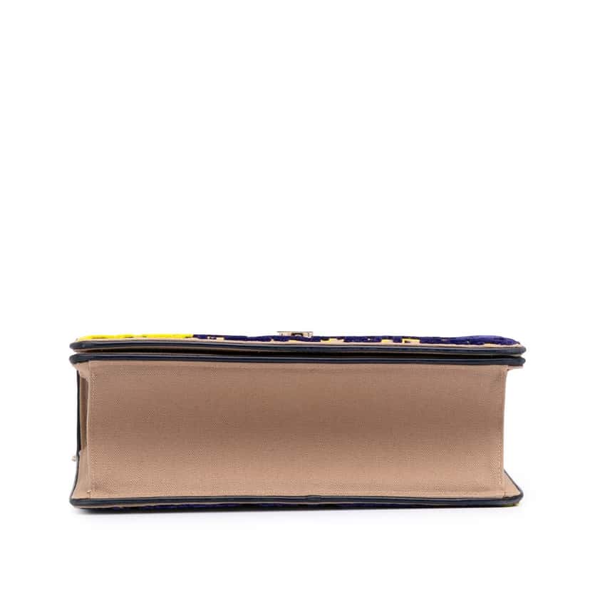 Dior Medium Oblique Canvas and Velvet Diorama Flap Blue Velvet Good condition - Inside View