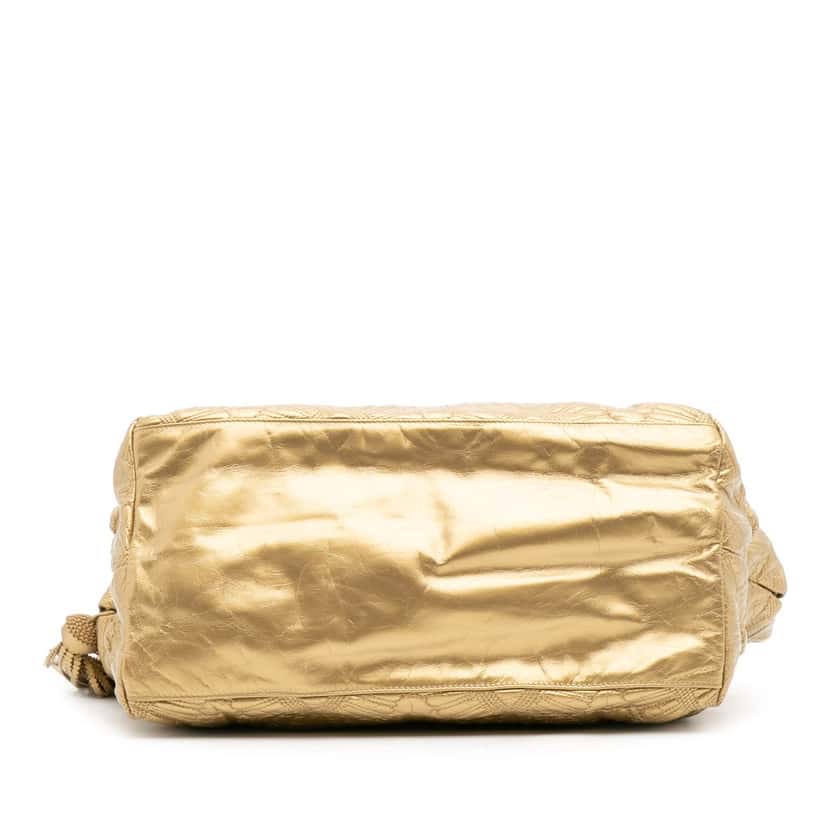 Chanel Quilted Calfskin Ca D'Oro Tote Gold Leather Good condition - Inside View