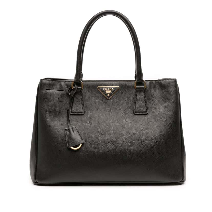 Prada Medium Saffiano Lux Galleria Satchel Black Leather Good condition - Front View