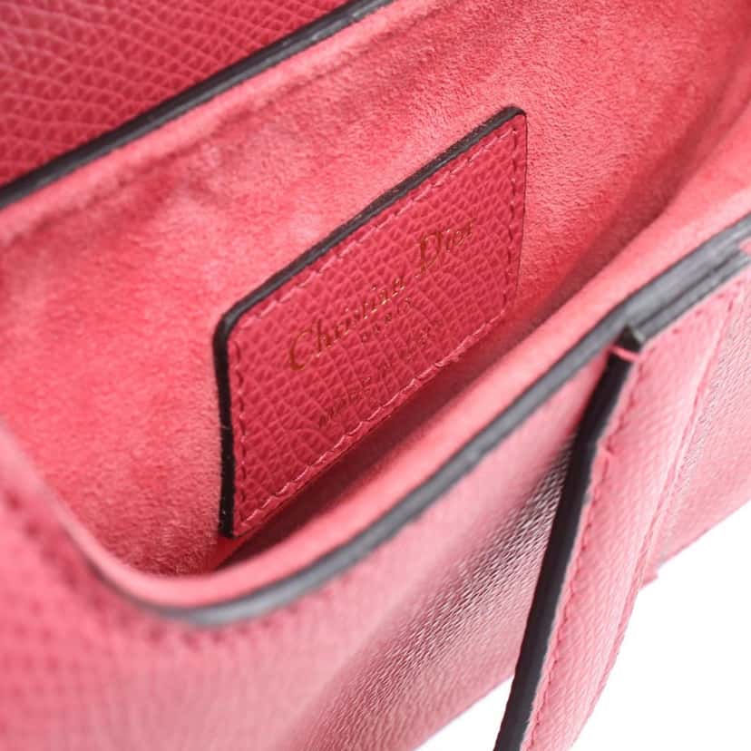 Dior Mini Grained Calfskin Saddle Bag Pink Leather Good condition - Model View
