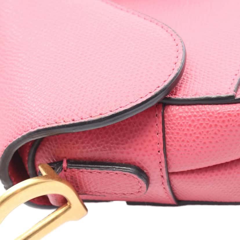 Dior Mini Grained Calfskin Saddle Bag Pink Leather Good condition - Box View