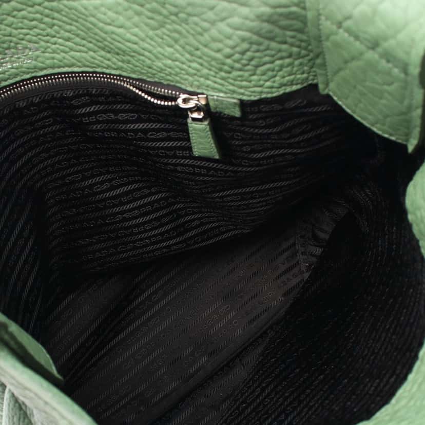 Prada Full Grain Leather Tote Green Leather Good condition - Inside View