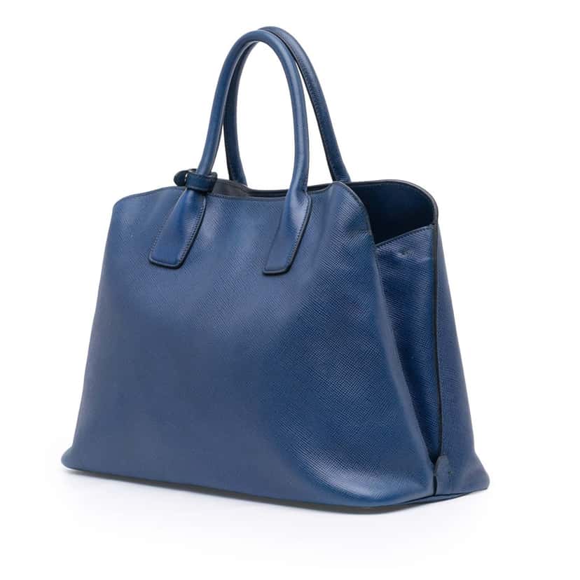 Prada Saffiano Cuir Open Promenade Satchel Blue Leather Good condition - Back View