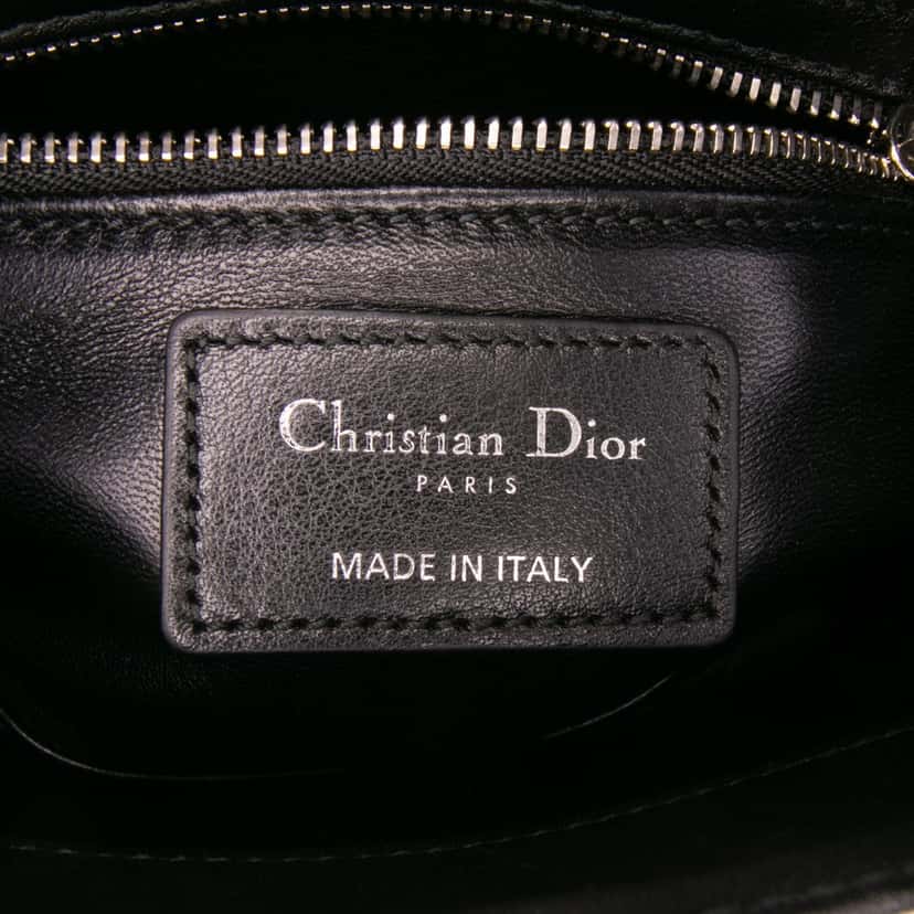 Dior Mini Studded Lambskin Crystal Pearl Lady Dior White Leather Good condition - Box View