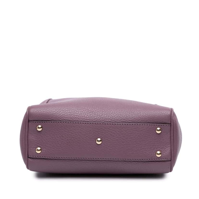 Gucci Mini Calfskin Bamboo Shopper Satchel Purple Leather Good condition - Inside View