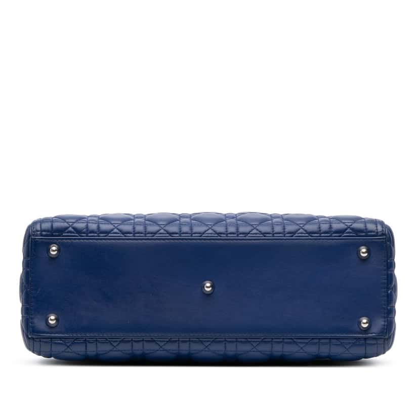 Dior Large Lambskin Cannage Lady Dior Blue Leather Good condition - Inside View