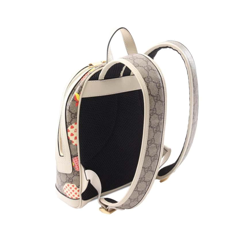 Gucci GG Supreme Les Pommes Apple and Heart Backpack Brown Canvas Good condition - Back View