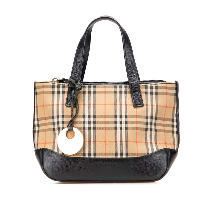 Burberry Haymarket Check Canvas Handbag Brown Canvas Good condition - Front View