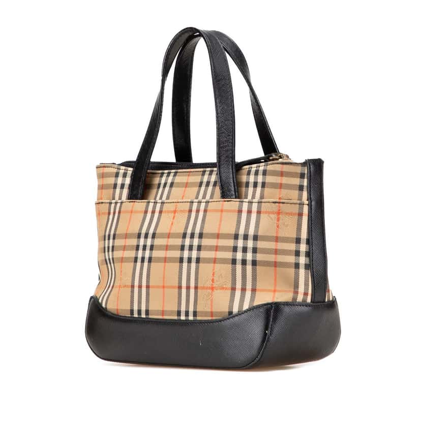 Burberry Haymarket Check Canvas Handbag Brown Canvas Good condition - Back View