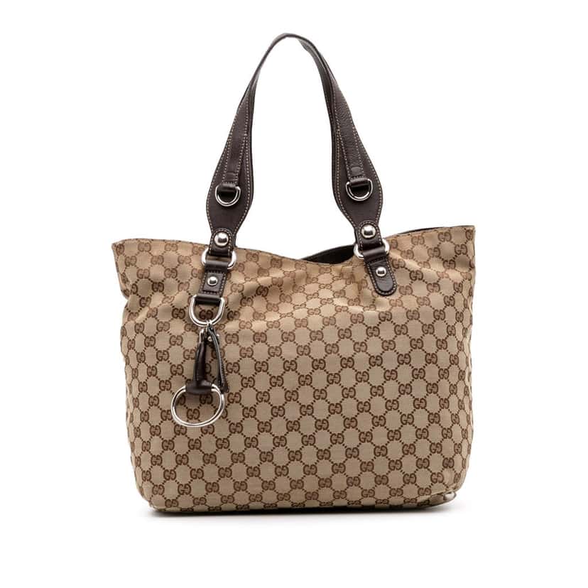 Gucci GG Canvas Icon Bit Tote Brown Canvas Good condition - Front View