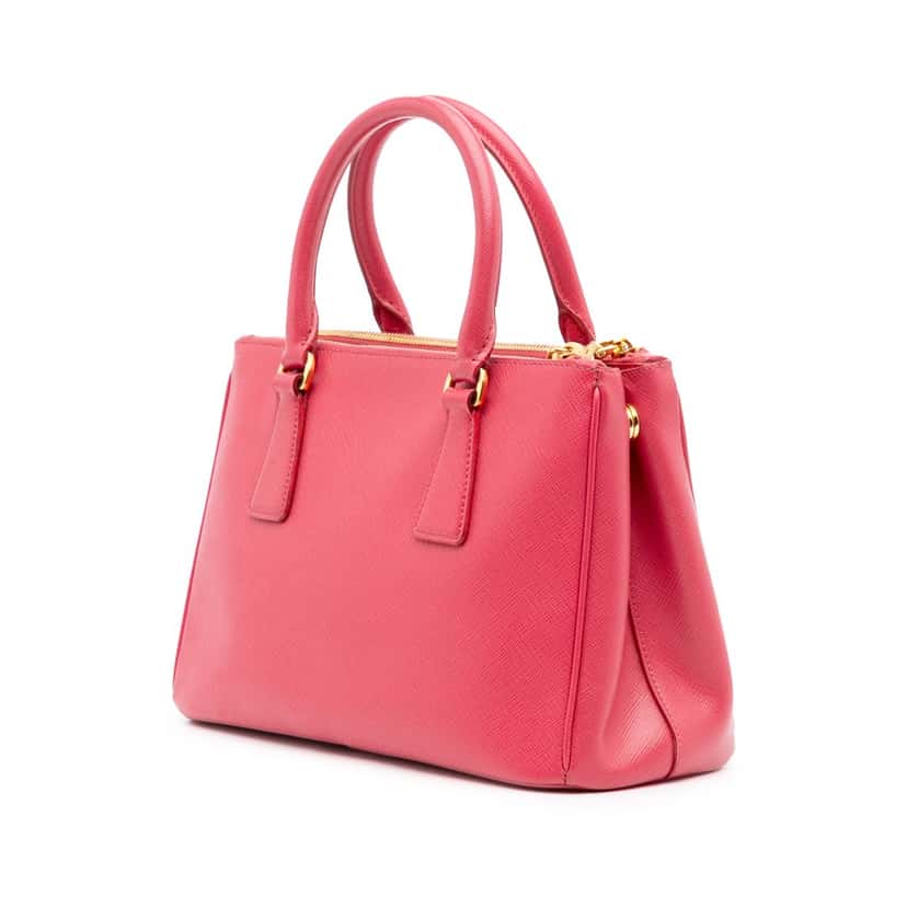 Prada Small Saffiano Lux Galleria Double Zip Satchel Pink Leather Good condition - Back View
