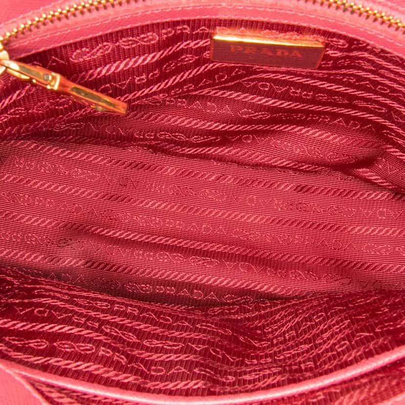 Prada Small Saffiano Lux Galleria Double Zip Satchel Pink Leather Good condition - Model View
