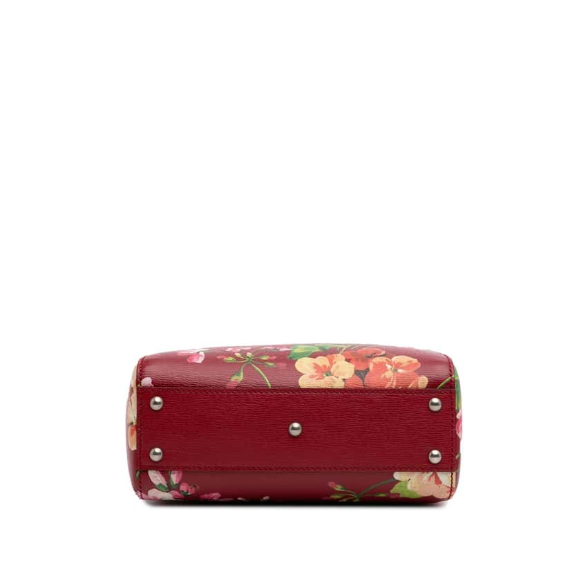 Gucci Mini Calfskin Blooms Bamboo Shopper Satchel Red Leather Good condition - Inside View