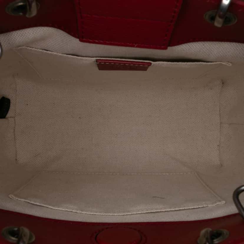 Gucci Mini Calfskin Blooms Bamboo Shopper Satchel Red Leather Good condition - Model View