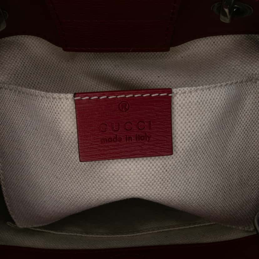 Gucci Mini Calfskin Blooms Bamboo Shopper Satchel Red Leather Good condition - Box View