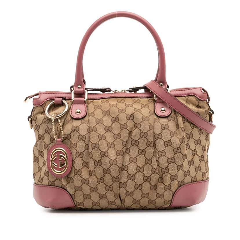 Gucci GG Canvas Sukey Satchel Brown Canvas Good condition - Front View