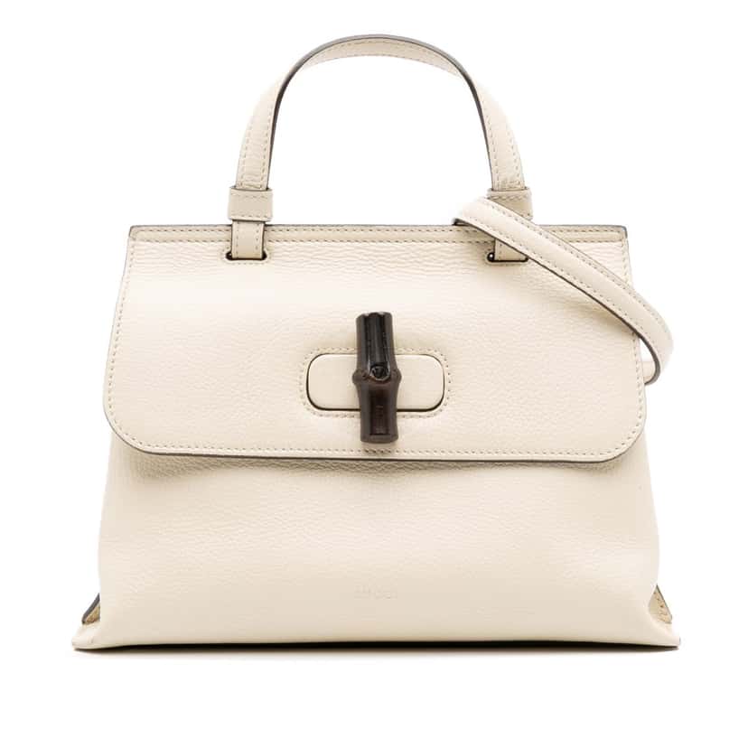 Gucci Small Leather Bamboo Daily Satchel White Leather Good condition - Front View