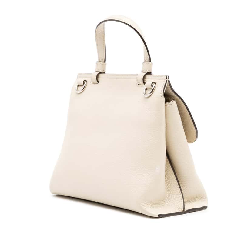 Gucci Small Leather Bamboo Daily Satchel White Leather Good condition - Back View