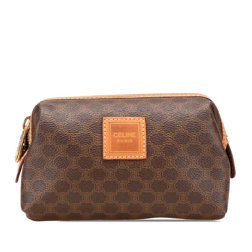 Celine Macadam Coated Canvas Pouch Brown Canvas Good condition - Front View
