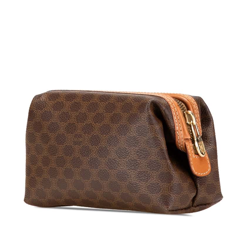 Celine Macadam Coated Canvas Pouch Brown Canvas Good condition - Back View