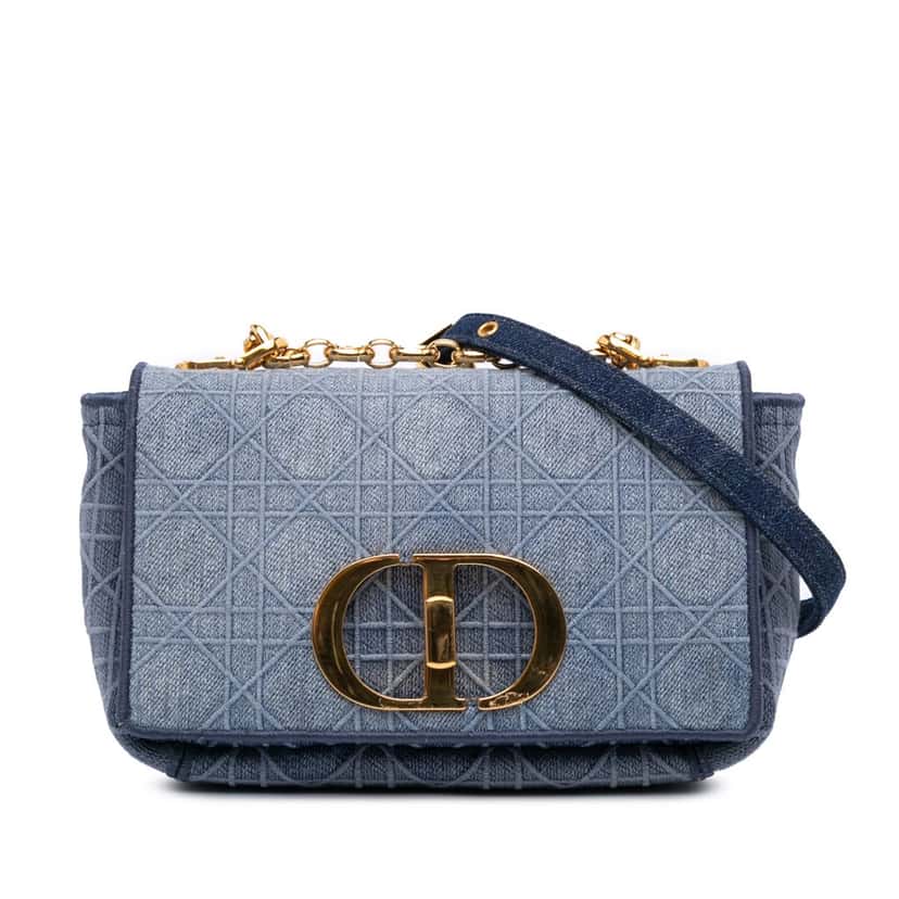 Dior Small Denim Cannage Caro Bag Blue Denim Good condition - Front View