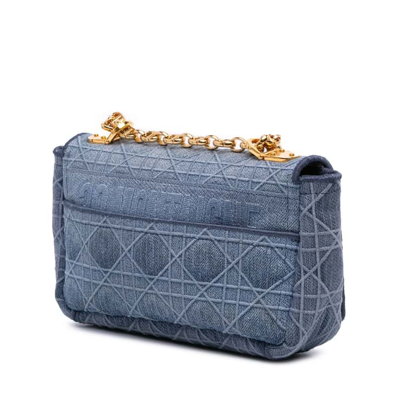 Dior Small Denim Cannage Caro Bag Blue Denim Good condition - Back View