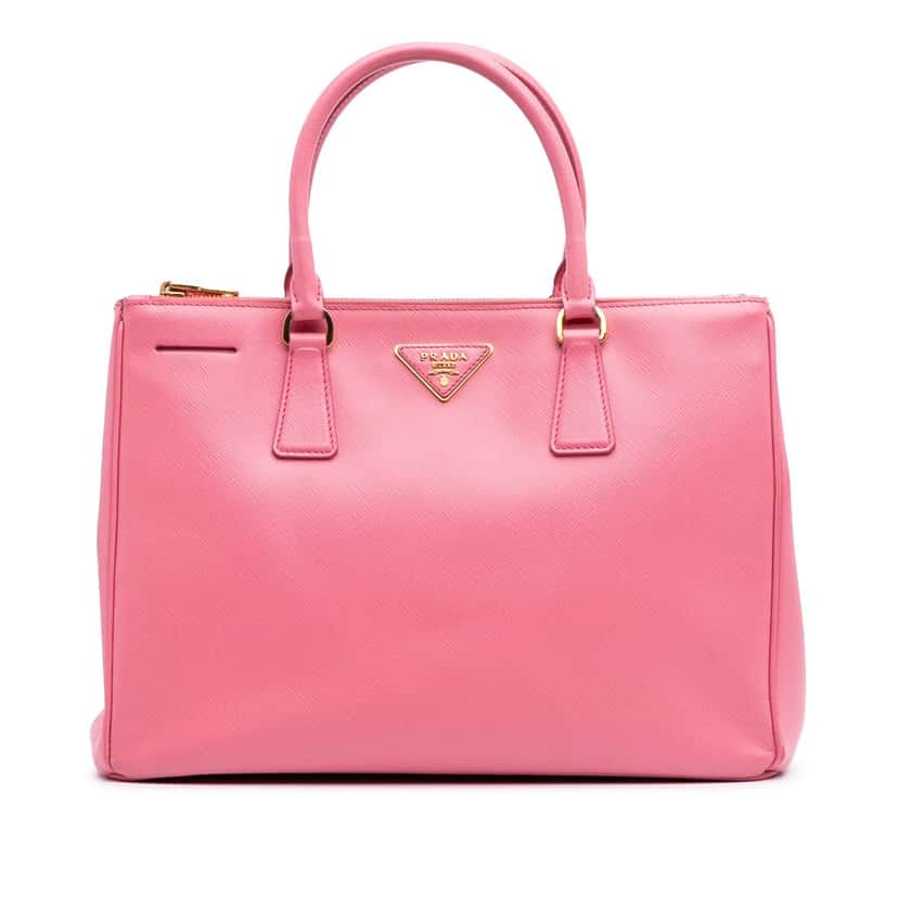 Prada Medium Saffiano Lux Galleria Double Zip Satchel Pink Leather Good condition - Front View