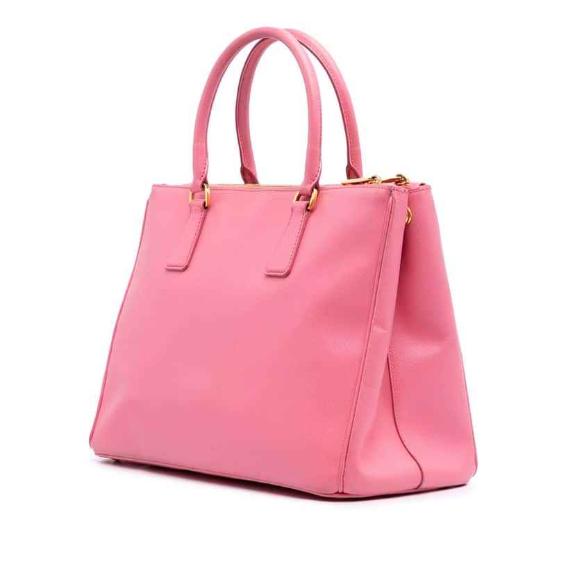 Prada Medium Saffiano Lux Galleria Double Zip Satchel Pink Leather Good condition - Back View