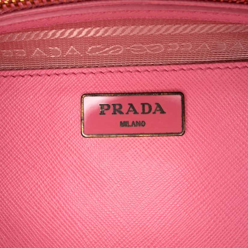 Prada Medium Saffiano Lux Galleria Double Zip Satchel Pink Leather Good condition - Box View