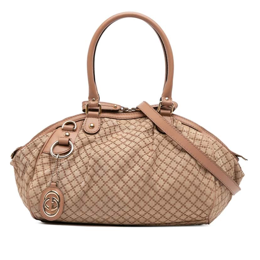 Gucci Diamante Canvas Sukey Satchel Brown Canvas Good condition - Front View