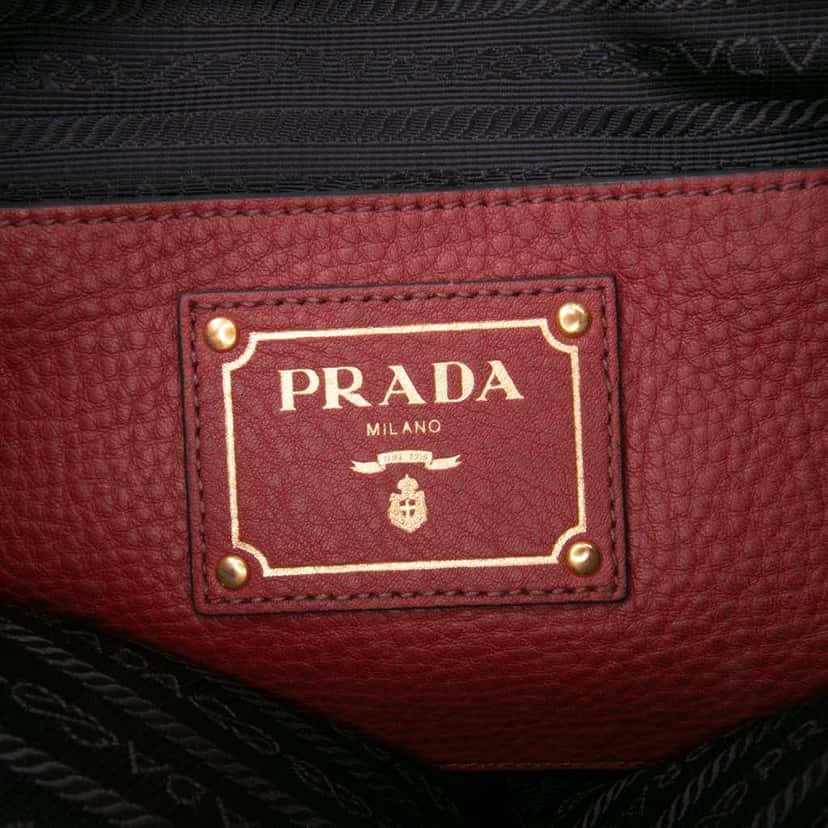 Prada Vitello Daino Open Convertible Tote Red Leather Good condition - Box View