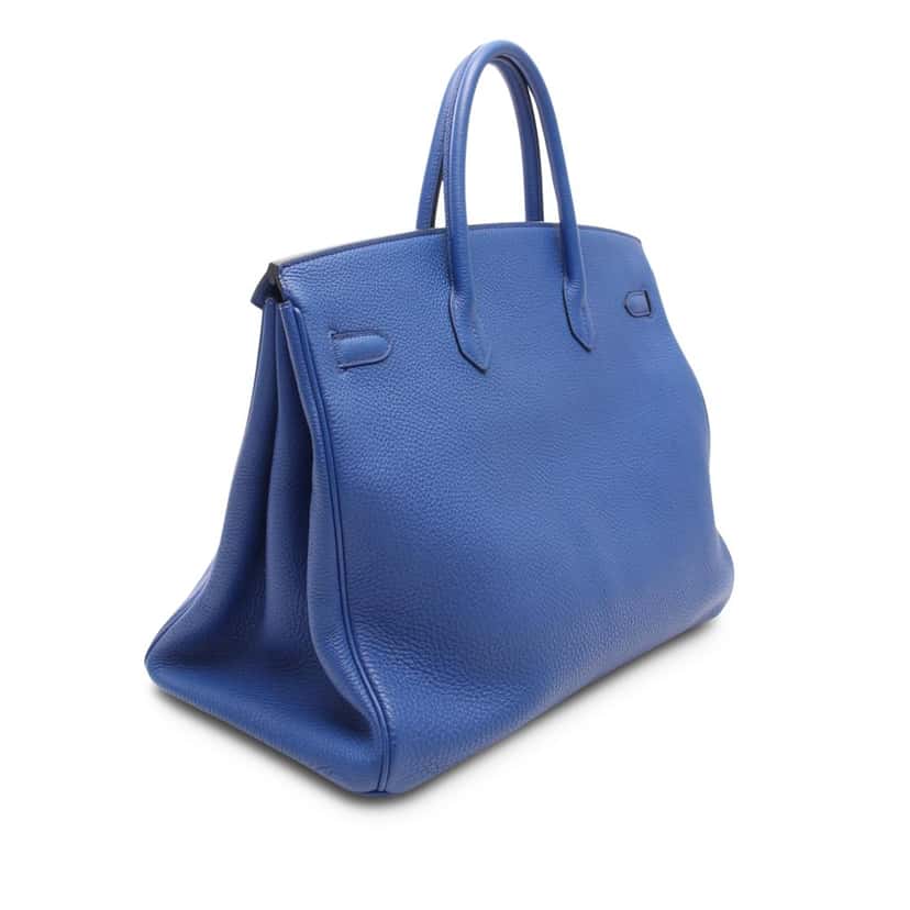 Hermès Togo Birkin Retourne 40 Blue Leather Good condition - Back View