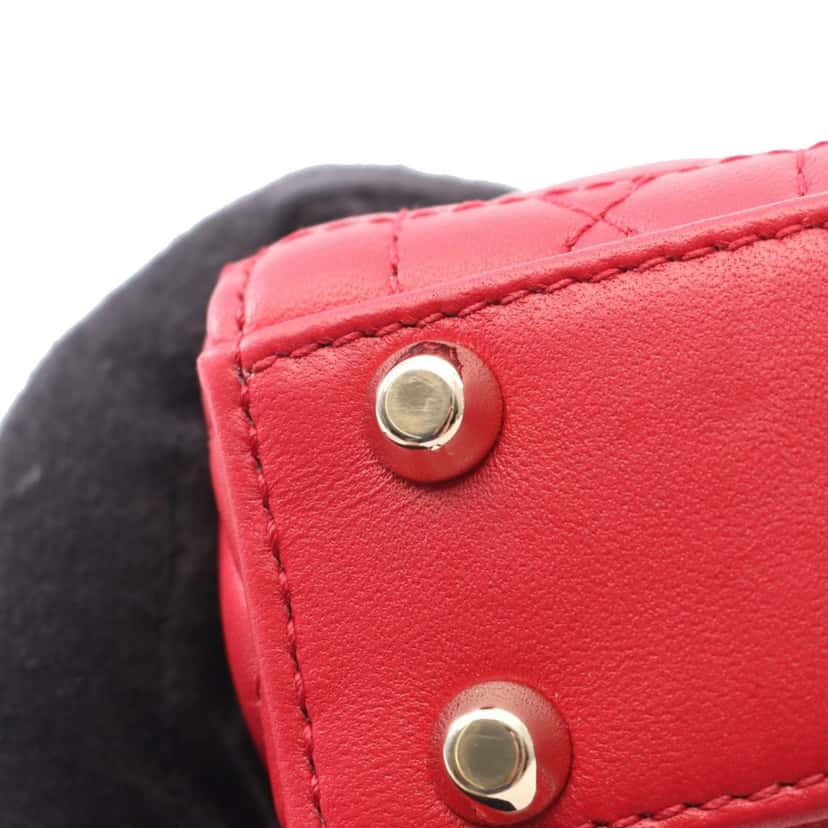 Dior Micro Lambskin Cannage Lady Dior Red Leather Good condition - Box View