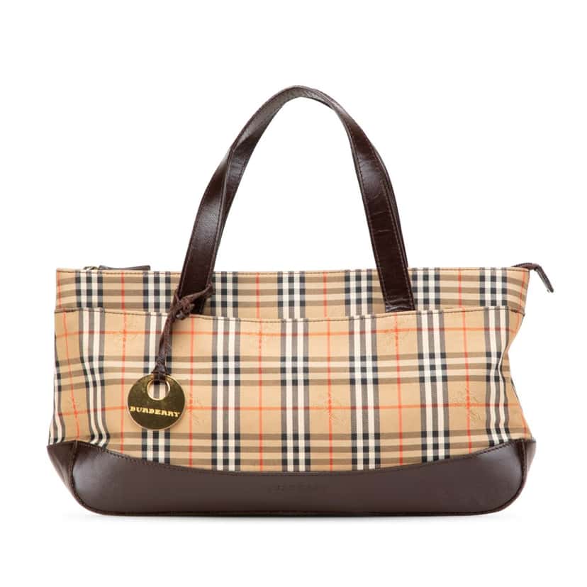 Burberry Haymarket Check Canvas Handbag Brown Canvas Good condition - Front View