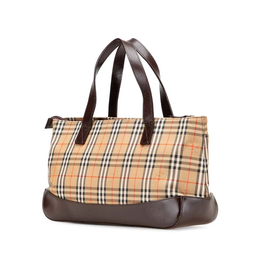 Burberry Haymarket Check Canvas Handbag Brown Canvas Good condition - Back View