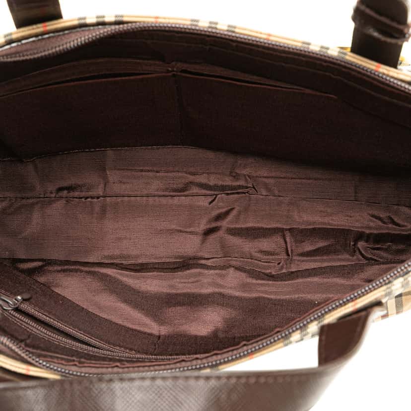 Burberry Haymarket Check Canvas Handbag Brown Canvas Good condition - Model View