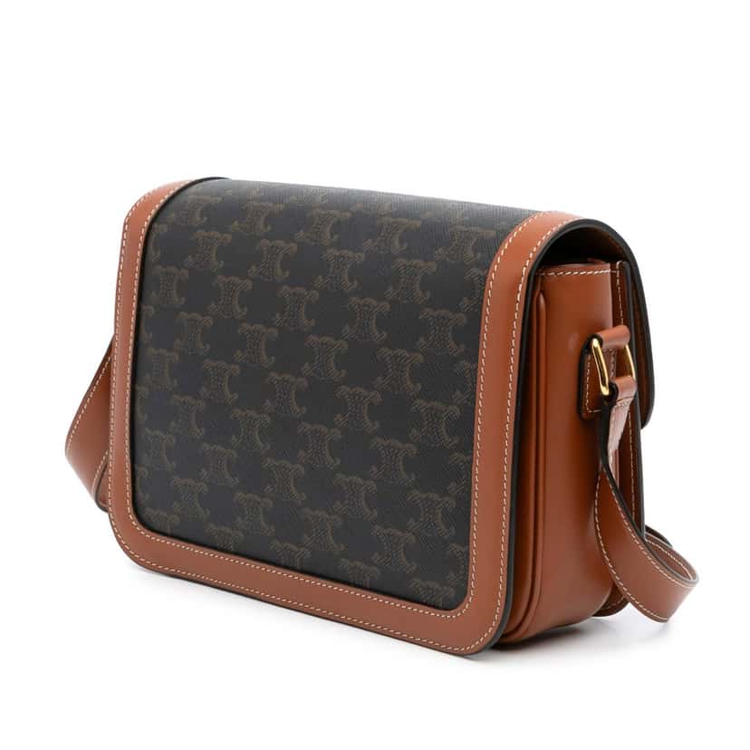 Celine Classique Triomphe Coated Canvas and Calfskin Triomphe Crossbody Brown Canvas Good condition - Back View