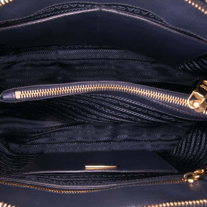Prada Medium Saffiano Lux Promenade Satchel Blue Leather Good condition - Model View