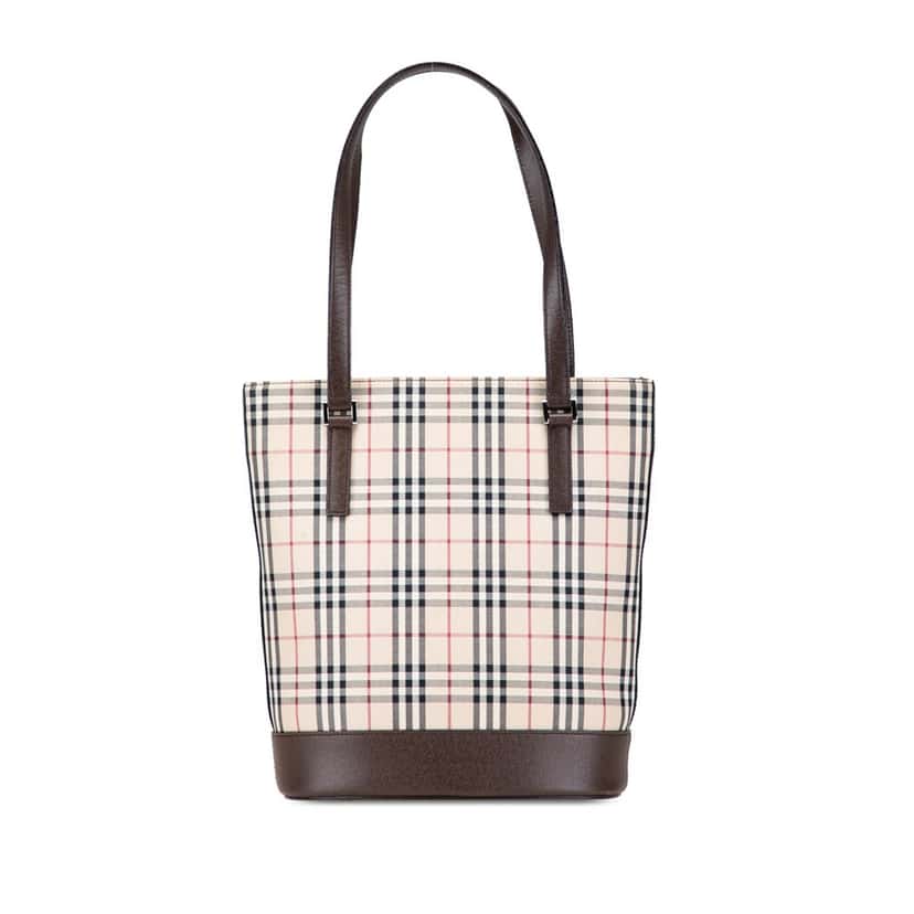 Burberry House Check Coated Canvas Bucket Tote Brown Canvas Good condition - Front View