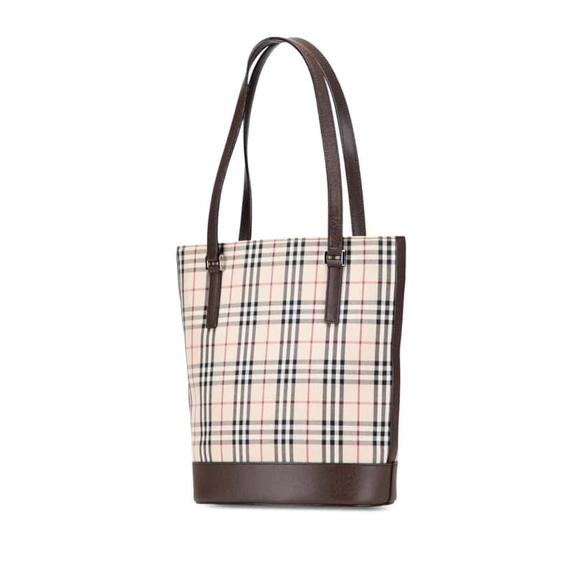 Burberry House Check Coated Canvas Bucket Tote Brown Canvas Good condition - Back View