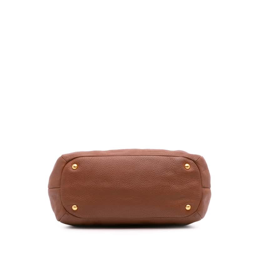 Prada Vitello Daino Sacca 2 Manici Convertible Tote Brown Leather Good condition - Inside View