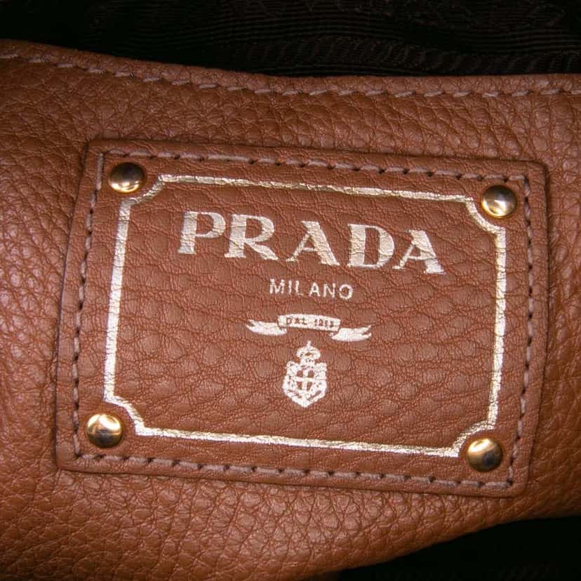 Prada Vitello Daino Sacca 2 Manici Convertible Tote Brown Leather Good condition - Box View