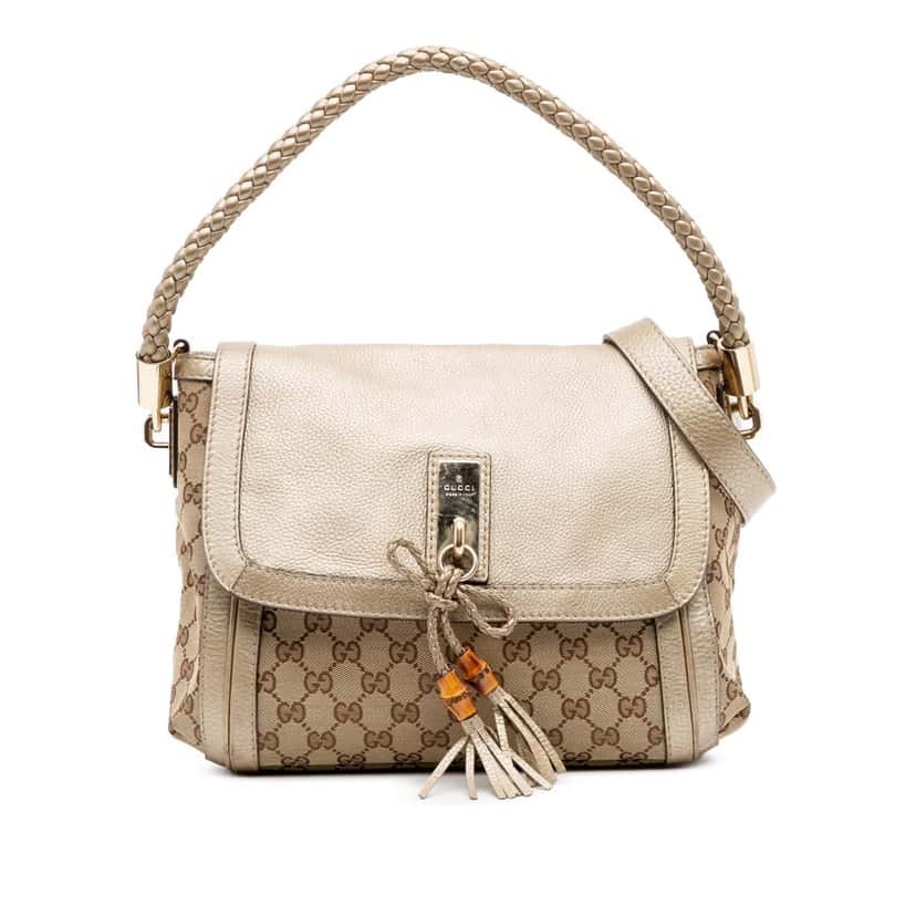 Gucci GG Canvas Bella Flap Satchel Brown Canvas Good condition - Front View